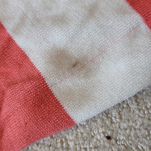 NWT Orange and White Striped V-neck Sweater - Picture 5 of 6